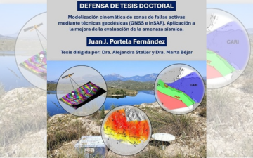 Defensa de la tesis doctoral de Juan Portela: “Modelización cinemática de zonas de fallas activas mediante técnicas geodésicas (GNSS e InSAR). Aplicación a la mejora de la evaluación de la amenaza sísmica”.